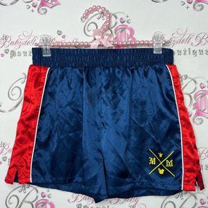 Disney shorts silky satin nautical Mickey mouse embroidery bottom leg slits